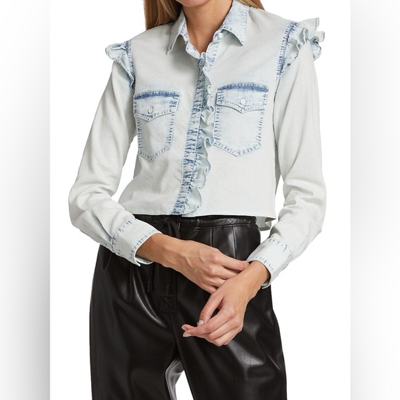 Alice and Olivia NWOT Hannah Ruffle Top - Picture 2 of 9